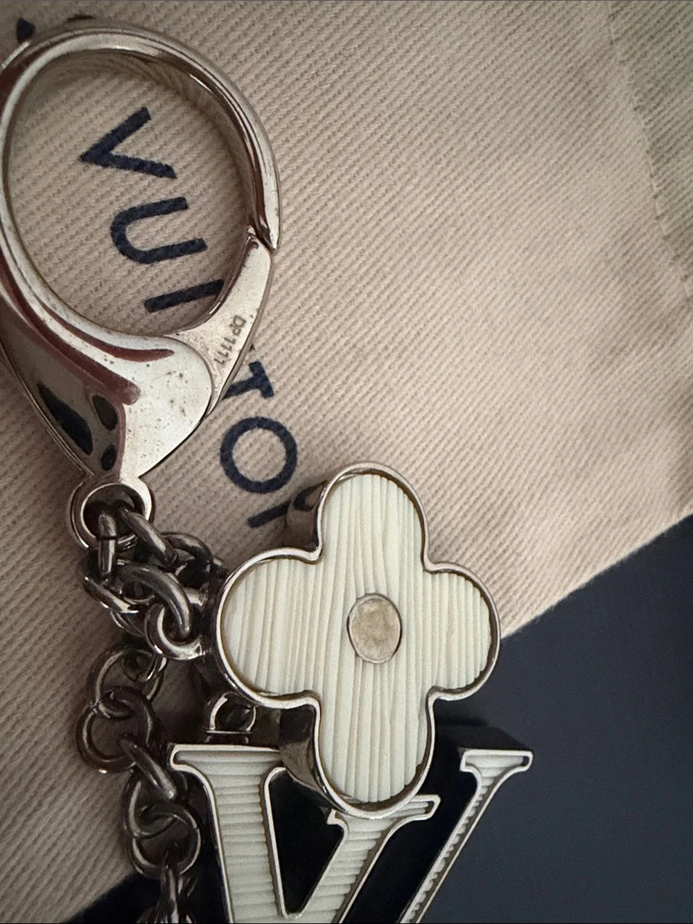 Louis Vuitton Cream and Silver Monogram Flower Key Holder